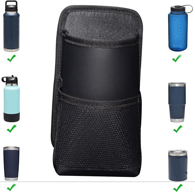 Large Car Cup Holder Expander, Fits Large 24/36/40/46oz Water Bottles, Big Drinks Holder Bag- Universal Auto Vehicle for Cars, SUV & Truck RV's Golf-carts (Black)
