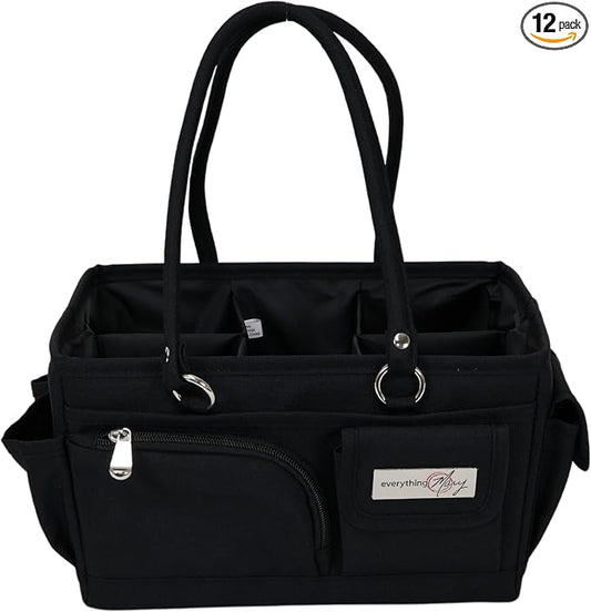 Everything Mary Junior Deluxe Store & Tote Organizer – Black Craft Tote with Handles – Collapsible Storage Caddy for Scrapbooking, Sewing, Art Supplies & DIY Creative Tools
