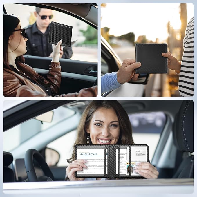 Car Registration and Insurance Card Holder，Vehicle Glove Box Car Organizer，Accessories Case for Storing Driving Licences, Cards, Documents