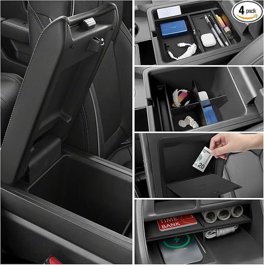 4PCS Center Console Organizer Compatible with Honda 2023 2024 2025 2026 Pilot ＆ 2026 Passport Accessories Armrest Hidden Storage Box Secondary Compartment Organizer Insert Secondary Tray