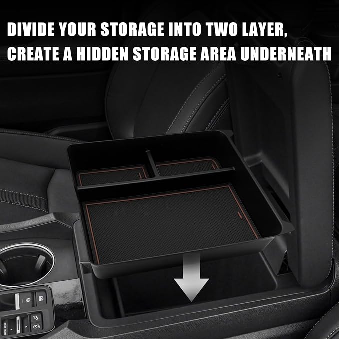 Muslogy Center Console Organizer Compatible with Honda Pilot 2023 2024 2025 2026, 2024-2026 Ridgeline/Passport Center Console Storage Box Divider Inserts Interior Accessories ABS Material(Brown)