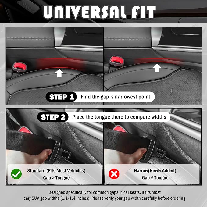2PCS Car Seat Gap Filler Organizer,2026 Upgraded Car Seat Gap Plug with Storage Slot & Phone Holder,Portable Between Seats Cars Gaps Filler for Seats Gaps 1.1"-1.4" Wide