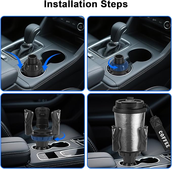 Car Cup Holder Expander, Large Cup Holder Adapter for Car | Water Bottle Holder Extender, Adjustable Drink Holder for Car Fits Yeti, Hydro Flask 24/32oz, Black