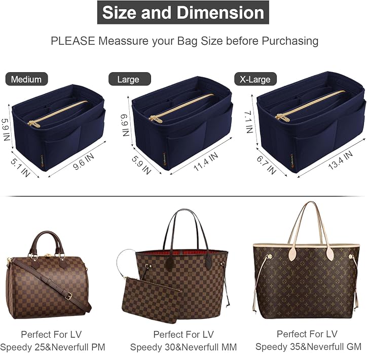 OMYSTYLE Purse Organizer Insert, Felt Tote Bag Organizer Insert with 5 Sizes, Handbag Dividers for Inside Purse, Compatible with Longchamp, Neverful, Speedy and More