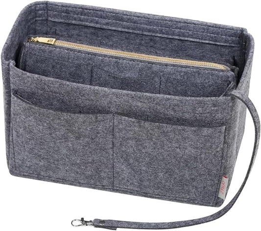 ZTUJO Purse Organizer Insert, Felt Bag Organizer with Metal Zipper, Handbag & Tote Shaper, For Speedy Neverfull Tote, 7 Sizes