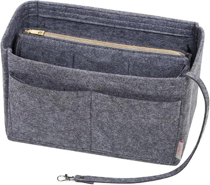 ZTUJO Purse Organizer Insert, Felt Bag Organizer with Metal Zipper, Handbag & Tote Shaper, For Speedy Neverfull Tote, 7 Sizes