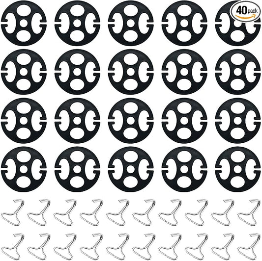 Aifeier ET 40Pcs Car Seat Cover Plum Plate Metal Hooks, 20 Pcs Plastic Car Seat Cover Chucks and 20 Pcs Metal Hooks Locking Clip, Card Fixed Fastener Buckle Replacement Accessories（Black