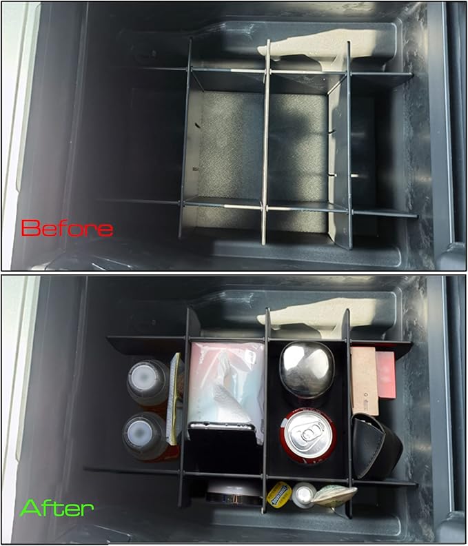 Center Console Organizer Divider for Ford F150 2021 2022 2023 2024 2025 Accessories Insert Armrest Interlock Secondary Storage Tray Box ABS Material