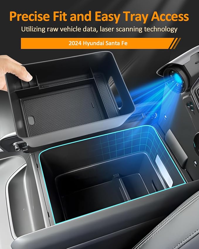 CDEFG for 2024 2025 2026 Hyundai Santa Fe Center Console Organizer Tray Armrest Storage Middle Console Insert Accessories