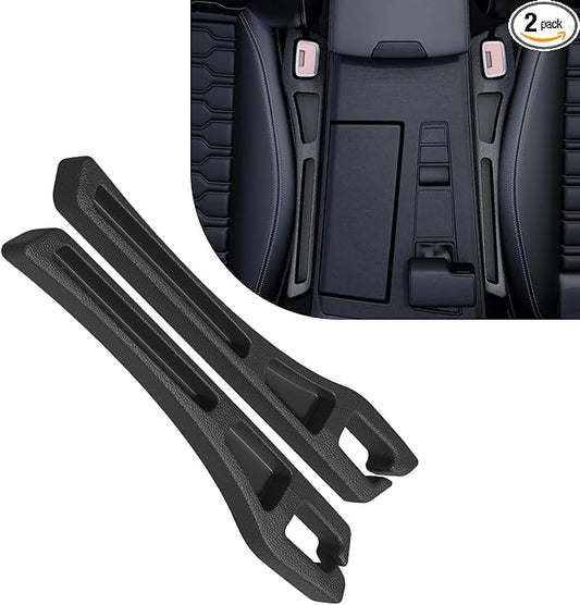 Car Seat Gap Filler Organizer, 2PCS Multifunctional Vehicle Fill Gap Blocker with Storage Slot Between Seat Console, Anti-Drop Auto Interior Organization, Universal for SUV Truck Sedan(Black)