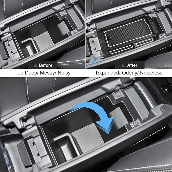 2021-2025 2026 Rogue Center Console Organizer for Nissan Rogue (S/SV/SL/Platinum/Rock Creek/Dark Armor), Durable ABS&Anti-Slip Rubber Console Tray Insert 2026 2025 Rogue Accessories (White)