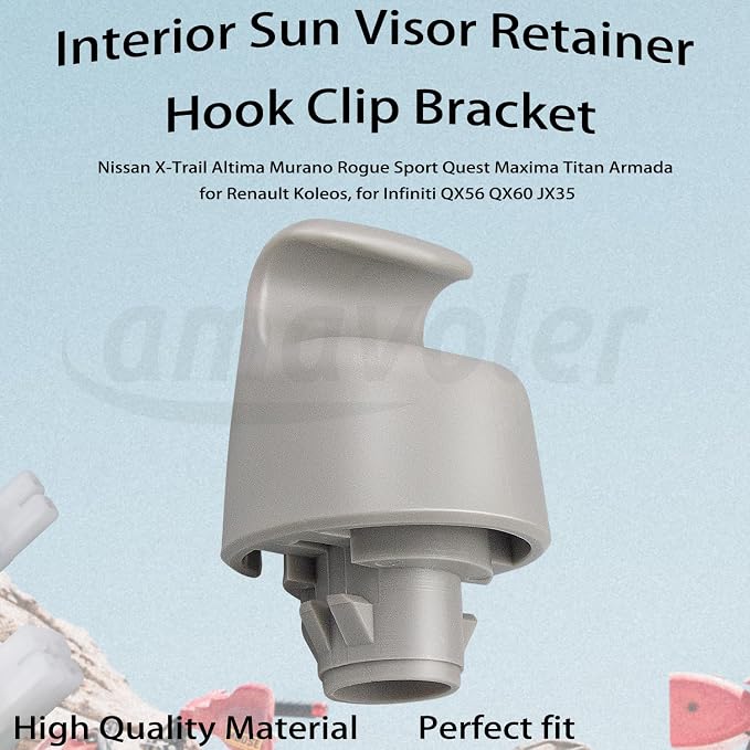 2Pcs Interior Sun Visor Retainer Hook Clip Bracket Fit for Nissan X-Trail Altima Murano Rogue Sport Quest Maxima Titan Armada, for Renault Koleos, for Infiniti QX56 QX60 JX35.(2Pcs)