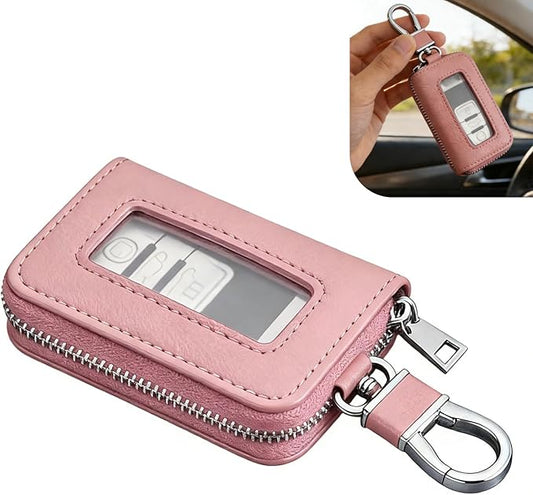 1PC Car Key Fob Case, Leather Car Key Holder for Purse, Automotive Smart Key fob Holder with Hook, for Remote Key Fob