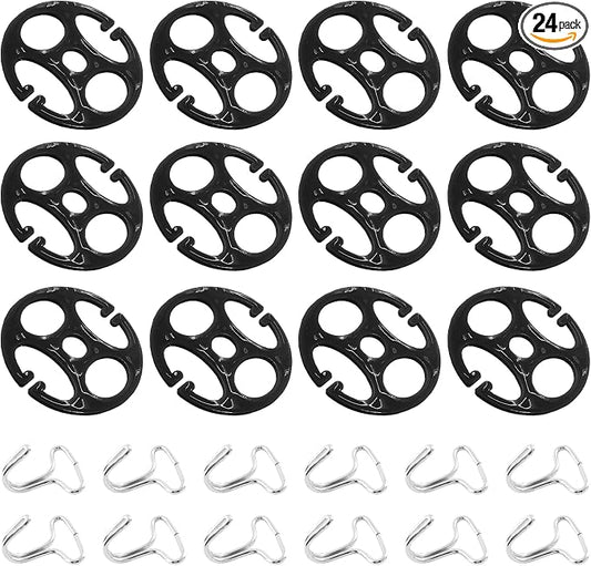 24Pcs Car Seat Cover Plum Plate Metal Hooks, 12Pcs Plastic Car Seat Covers Chucks and 12Pcs Metal Hooks Set Locking Clip Plastic Card Fixed Fastener Buckle Replacement for Car Seat (Black)