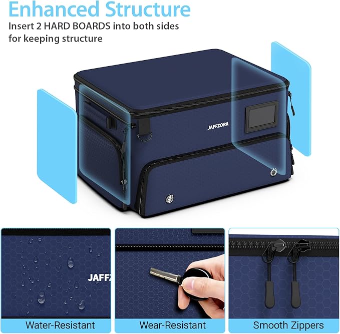 4-Layer Golf Trunk Organizer, Golfer Gifts for Men Women with Separate Ventilated Compartment for 2 Pairs Shoes, Waterproof Car Golf Locker Storage Bag for Golf Gear and Accessories,Blue