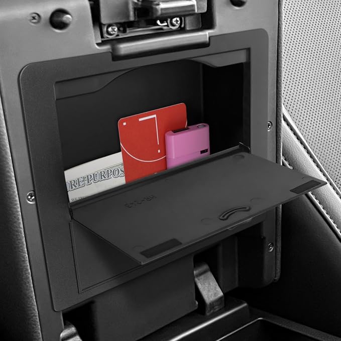 Center Console Hidden Box Organizer Compatible with Toyota Tacoma 2024 2025 2026 Accessories Black ABS Plastic Material Secret Compartment