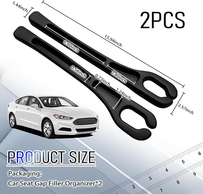 2PCS Car Seat Gap Filler Organizer,2026 Upgrade Gaps Between Car Seats for Avoiding Items Falling,Multi-Function Cars Seat Gap Plug with Storage Slot for 0.98-1.38 Inch Gaps