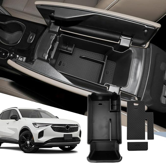 SXCY Fit for 2021-2023 2024 2025 2026 Buick Envision Center Console Organizer Tray for 2022-2024 2025 2026 Envision Accessories 2021-2026 Envision Armrest Storage Console Organizer Tray(Black)