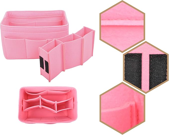Vercord Felt Purse Organizer Handbag Insert Liner Shaper Bag in Bags for Speedy Neverfull Tote Pink Medium