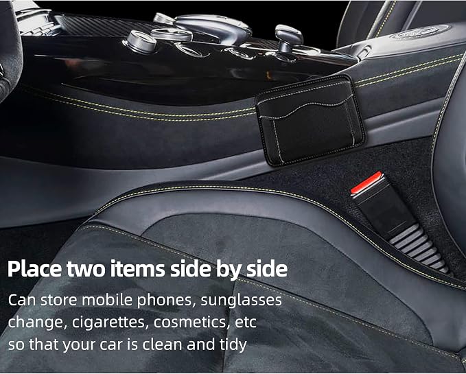SUJADE YAKEFLY Car Seat Side Pocket Organizer, PU Leather Cell Phone & Sunglasses Holder, Gap Filler, Mini Storage Bag