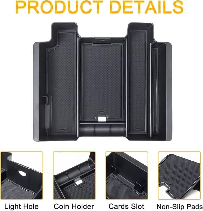 PIMCAR Full Size Center Console Organizer for 2019-2022 Chevy Silverado/GMC Sierra 1500 & 2020-2023 Silverado/Sierra 2500 HD 3500 HD Accessories-Full Console w/Bucket Seats ONLY
