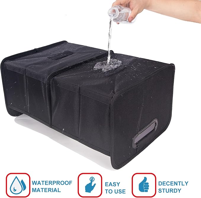 titiyiof Trunk Organizer For Suv & Sedan,Car Organizers and Storage, Waterproof Collapsible & Adjustable Straps,35L Sturdy Car Organization for Car Accessories, Tools,Sundries,2 Compartment（Black）