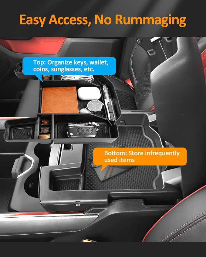 CDEFG RAM Armrest Box Storage Organizer for 2019-2025 2026 RAM1500 RAM2500 RAM3500 Center Console Tray for Dodge RAM 1500 2500 3500 Accessories, Upper Full Center Console/Bucket Seats Only