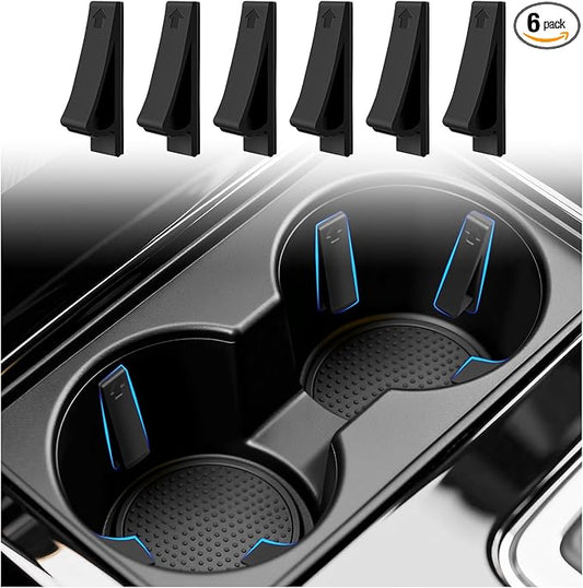 6PCS Car Cup Holder Insert Silicone,Anti-Shake Curve Car Coasters Cupholder Stabilizer for Holding Cups/Bottles,Universal Self-Adhesive Cupholder Insert for Cars/SUVs/Trucks
