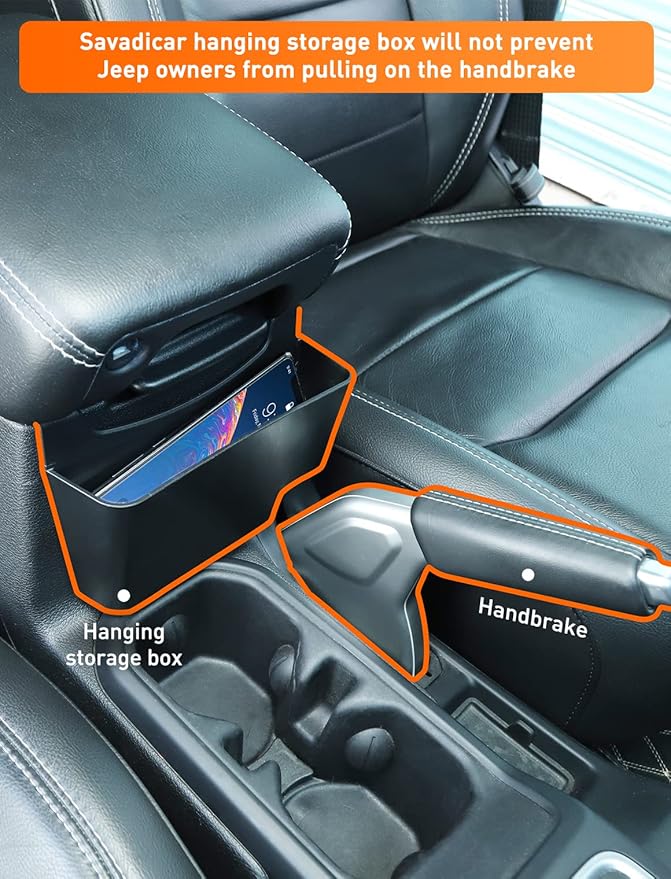 Savadicar Center Console Hanging Storage Organizer, Armrest ABS Tray Compatible with 2018-2025 Jeep Wrangler JL JLU 4XE and Jeep Gladiator JT, Interior Accessories, Black