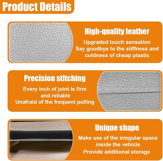 Car Seat Gap Filler Organizer, L-Capacity Leather Automotive Interior Storage Box, Universal Vehicle Side Seat Gap Filler Accessories for Keys, Phones, Glasses (Grey)