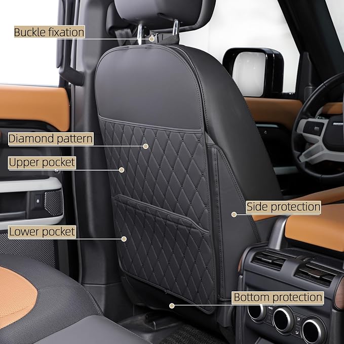 TAIKOO Seat Back Protector,Shields Seat Backs from Kicks and Adds Storage | kick mats back seat protector easy to install and clean, well-crafted, sturdy, durable and stylish.2 Pack