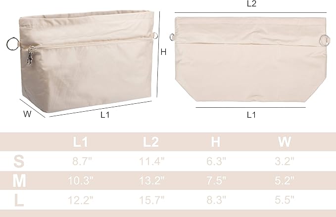 Vercord Handbag Purse Tote Pocketbook Organizer Insert Zipper Closure 11 Pockets 3 Sizes Many Colors