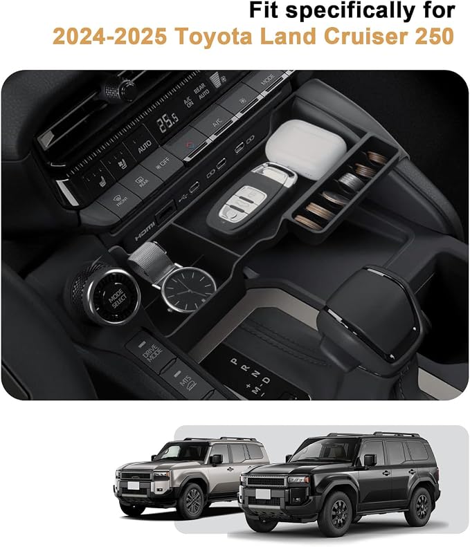 2026 Land Cruiser Center Console Organizer - For 2024-2026 Toyota Land Cruiser 250 Console Organizer Storage Box - Compatible with 2024-2026 Toyota Land Cruiser/Land Cruiser 1958 Accessories ABS
