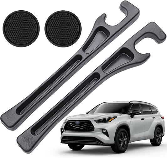 Pukonger Car Seat Gap Filler Compatible with Toyota Highlander Accessories Seat Gap Plug Blocker with Storage Slot Organizer Non-Slip Car Cup Holder Coaster 2 Pack Black