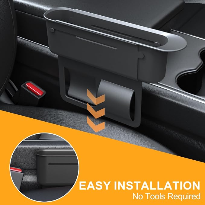 Car Seat Gap Filler Organizer, Expandable Seat Gap Filler with Storage Slot, Anti-Drop Car Seat Gap Organizer for Phone, Keys, Wallet, Universal Fit for Car SUV Truck