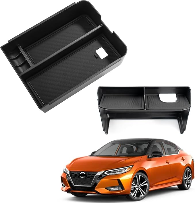 2pcs Compatible with Nissan Sentra 2025 2024 2023 2022 2021 2020 Accessories Car Center Console Organizer Armrest Cover Armrest Storage Box Tray Insert Glove Pallet