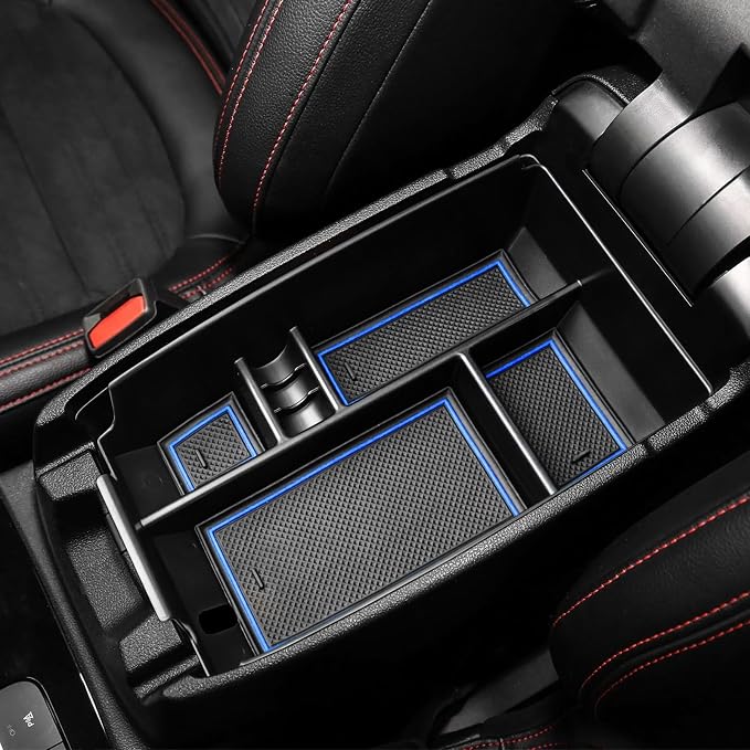 Center Console Organizer Tray Compatible with Ford Escape 2020-2026 and 2021 2022 2023 2024 2025 2026 Bronco Sport CX430 4-Door (Not for U725 2-Door) Secondary Storage Armrest Box - Blue