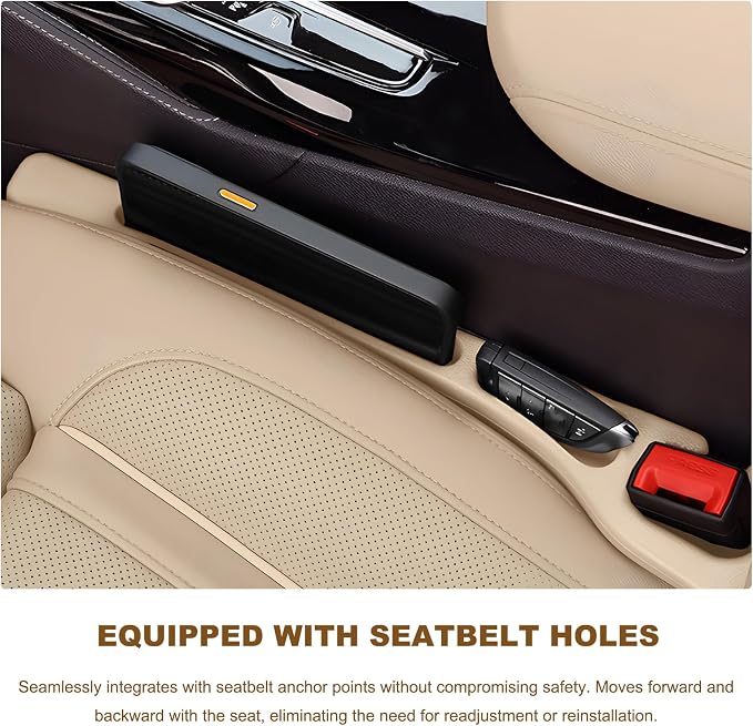 Sun Walker 2 PCS Car Seat Gap Filler Organizer, No Drop Vehicle Console Side Gap Filler with Storage Slot, Universal Seam Plug Organizer Between Seat & Console, Car Accessories (Beige)