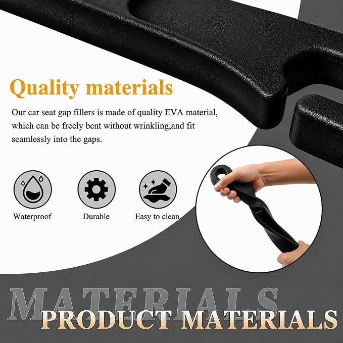 2 PCS Car Seat Gap Filler Compatible with Toyota RAV4, Highlander, Grand Highlander, 4Runner & Sequoia Accessories, Seat Gap Organizer with Emergency Glass Breaker & 1 Sunglasses Holder, Black