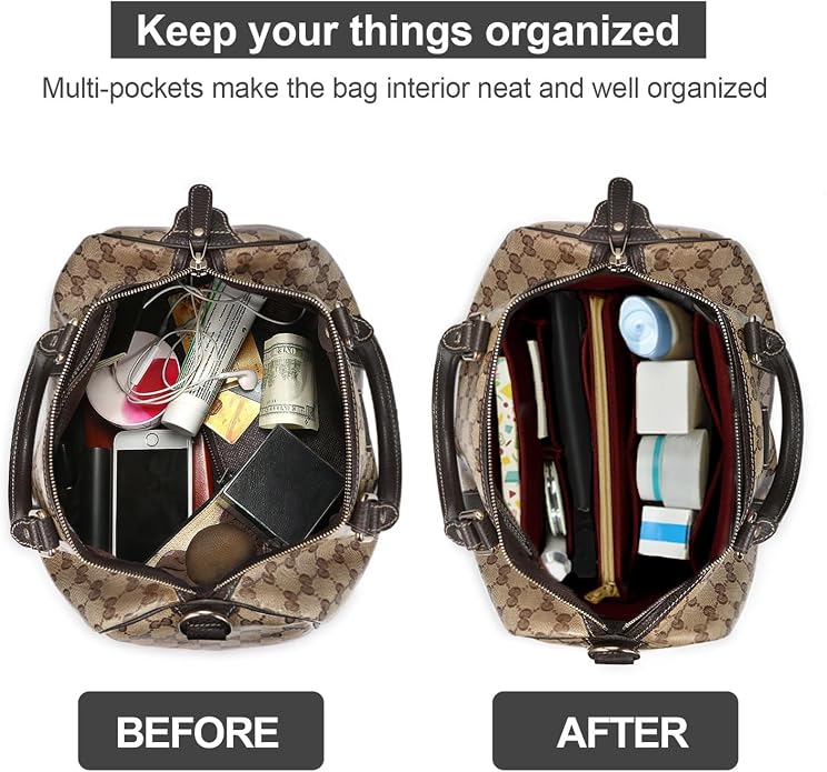 OMYSTYLE Purse Organizer Insert, Felt Tote Bag Organizer Insert with 5 Sizes, Handbag Dividers for Inside Purse, Compatible with Longchamp, Neverful, Speedy and More