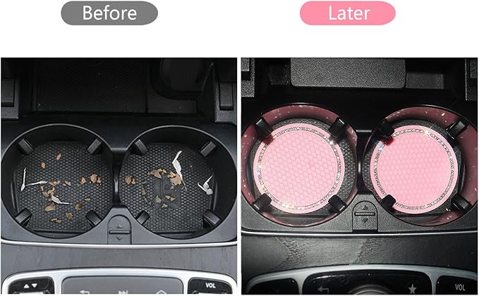 12 Pcs Bling Car Interior Accessories，Universal Car Seat Headrest Hook，Daisy Flower Air Vent Clip，Bling Car Coasters, Bling Cup Holder Insert Coasters