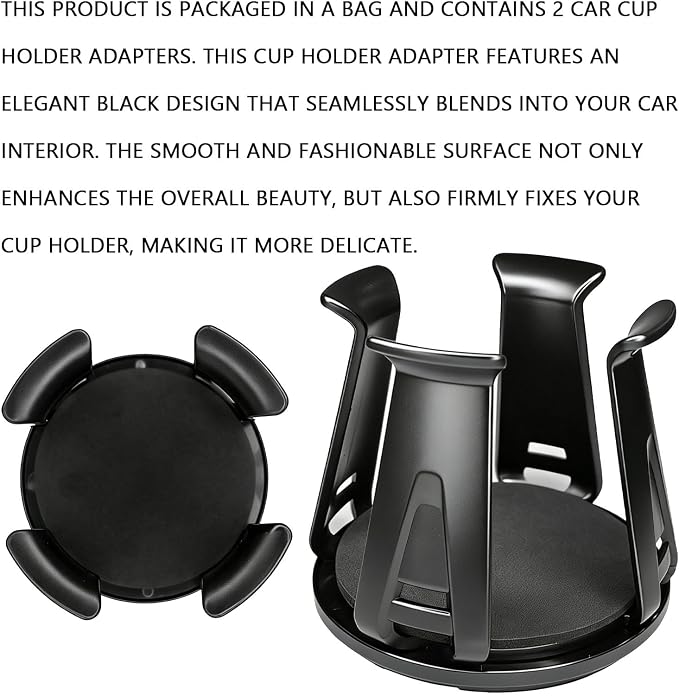 2PCS Car Cup Holders Insert, Cup Holder Adapter for Car, Self-Adhesive Adaptive Clamp Arm, Wiggle-Free Automotive Cups Holder Expander for Water Bottles/Drinks, Universal for SUV Sedan Truck