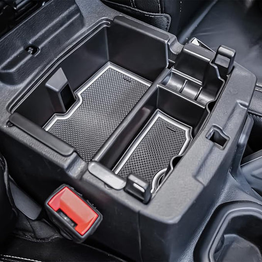 Center Console Organizer Compatible with Jeep Wrangler JL & JLU 2018 2019-2024 2025 2026 Accessories, Gladiator JT Truck 2020 2021 2022 2023-2026 Insert Tray Armrest Storage Box, White