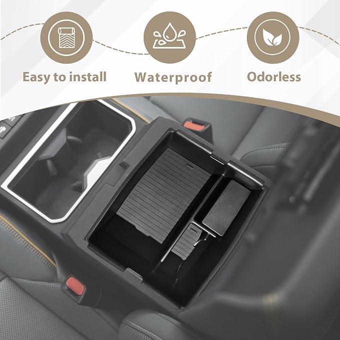 Muslogy Center Console Organizer Compatible with 2024 2025 2026 Toyota Tacoma 4th Gen Accessories Interior Storage Box Insert Tray Phone Pocket(Console Organizer+Hanging Storage +Hidden Box)