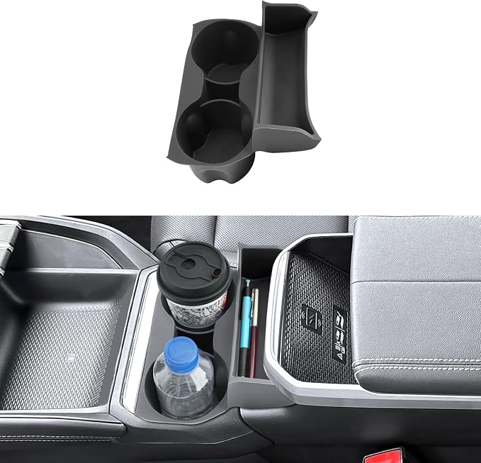 (2Pack) 2025 2026 Terrain Center Console Organizer (Cup Holder+Console Organizer) (Elevation/Denali/AT4), Durable ABS Plastic&Anti-Slip Rubber Console Tray Insert 2026 Terrain Accessories