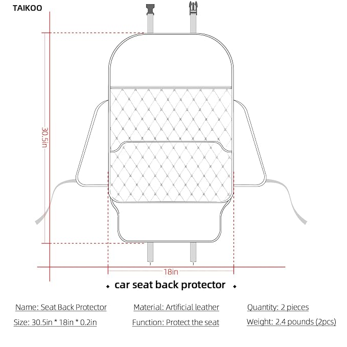 TAIKOO Seat Back Protector,Shields Seat Backs from Kicks and Adds Storage | kick mats back seat protector easy to install and clean, well-crafted, sturdy, durable and stylish.2 Pack