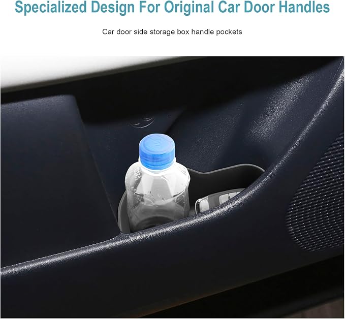 CDEFG 4Pcs for 2026 Hyundai Palisade Center Console Door Handle Pockets for 2026 Hyundai Palisade Accessory Trash Can Door Storage Holder Anti Slip Mat TPE Storage Box