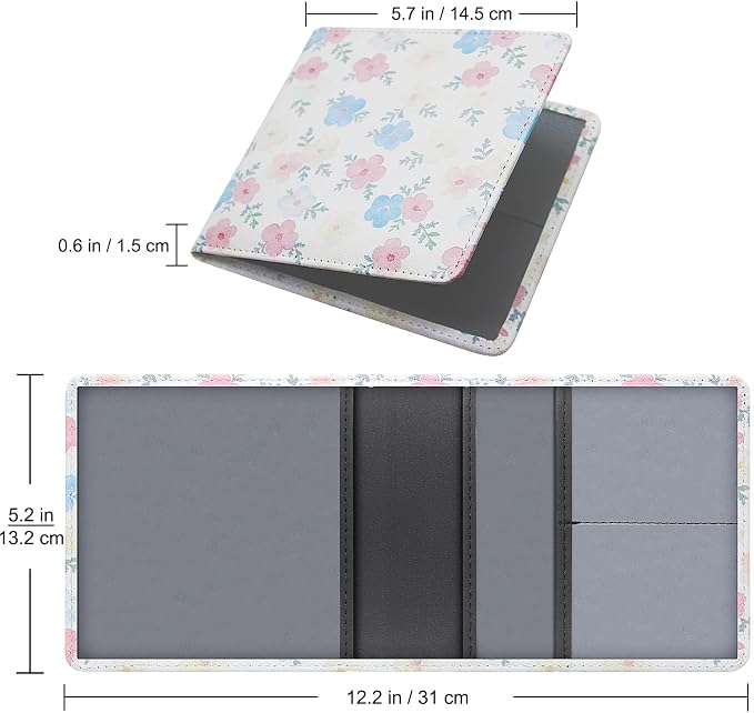 LumiMokki Car Registration and Insurance Holder, Leather Registration and Insurance Card Holder, Vehicle Glove Box Organizer - For Documents, Cards, License (Floral A)