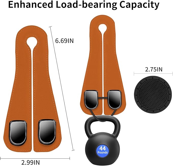 Headrest Hooks for Car, Fit for BMW Accessories X3 X5, Car Hooks Microfiber Leather and Stainless Steel Seat Back Storage Holder for Purses, Bags (Saddle Brown)