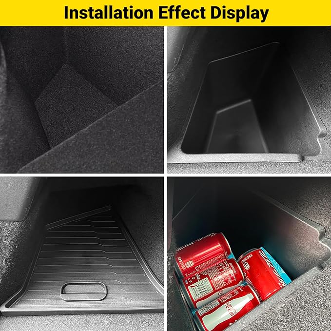 PUOENI Model Y 5 Seater Rear Trunk Storage Bins with Lids for 2023-2024-(No for 2025 New Model Y Juniper) 2PCS Model Y Rear Trunk Storage Box TPE Waterproof Trunk Organizer Interior Accessories